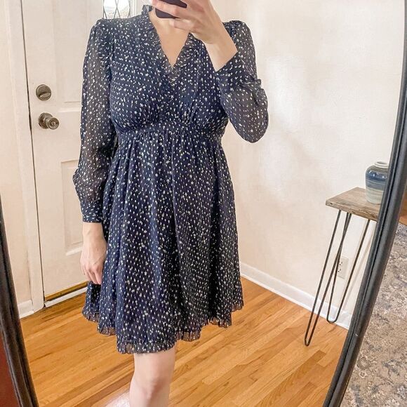 Kate Spade Night Sky Lurex Dot Mini Dress Silk - Picture 4 of 11